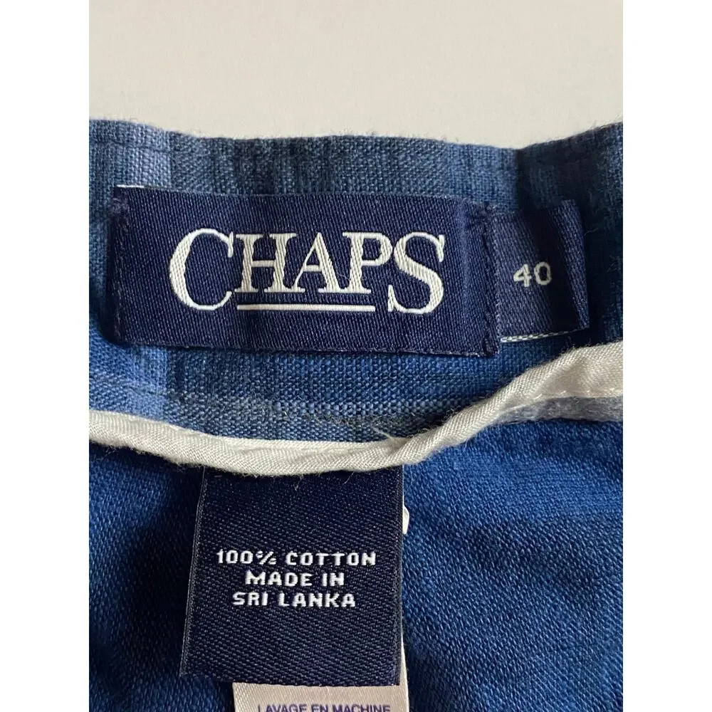 Chaps Deep Water Blue Plaid 100% Cotton Shorts 9-inch Inseam Men's Size 40 NWT